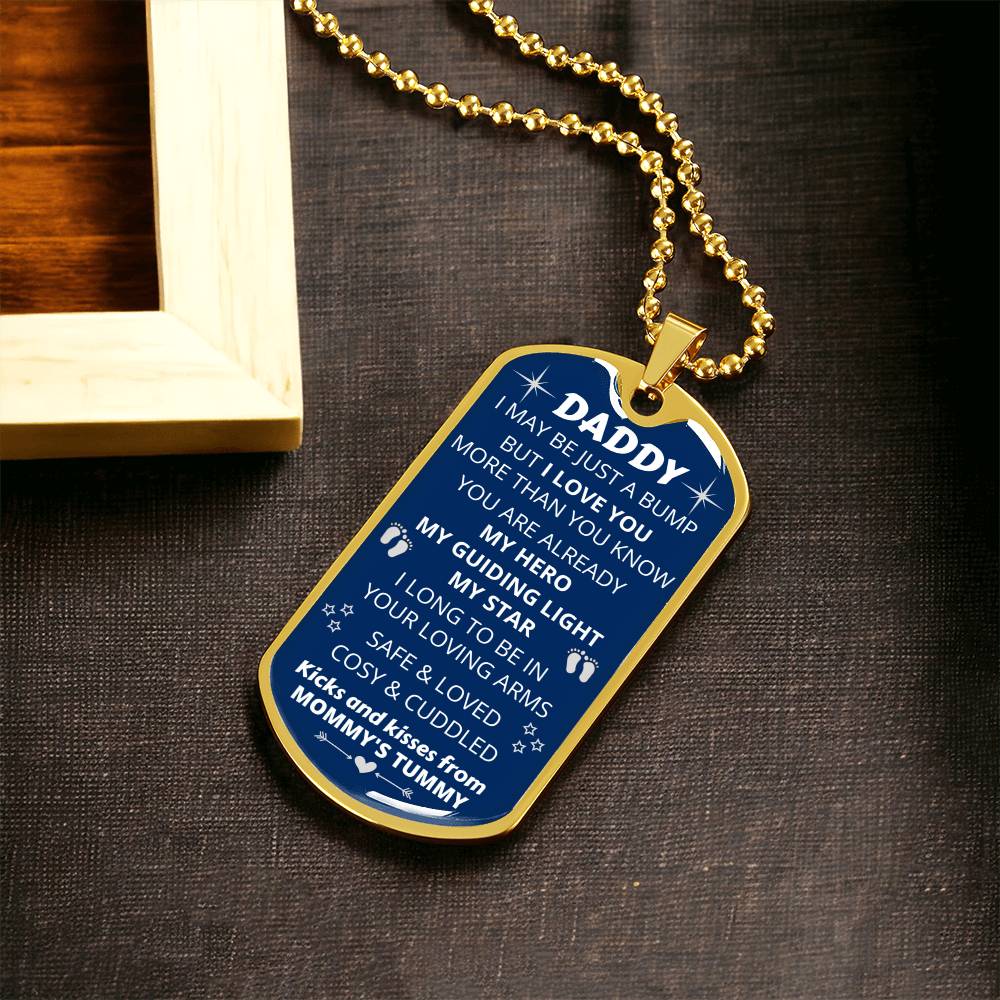 New Dad-To-Be 'My Guiding Light, My Star' - Men's Pendant - Army Tag Necklace, Dog Tag Necklace