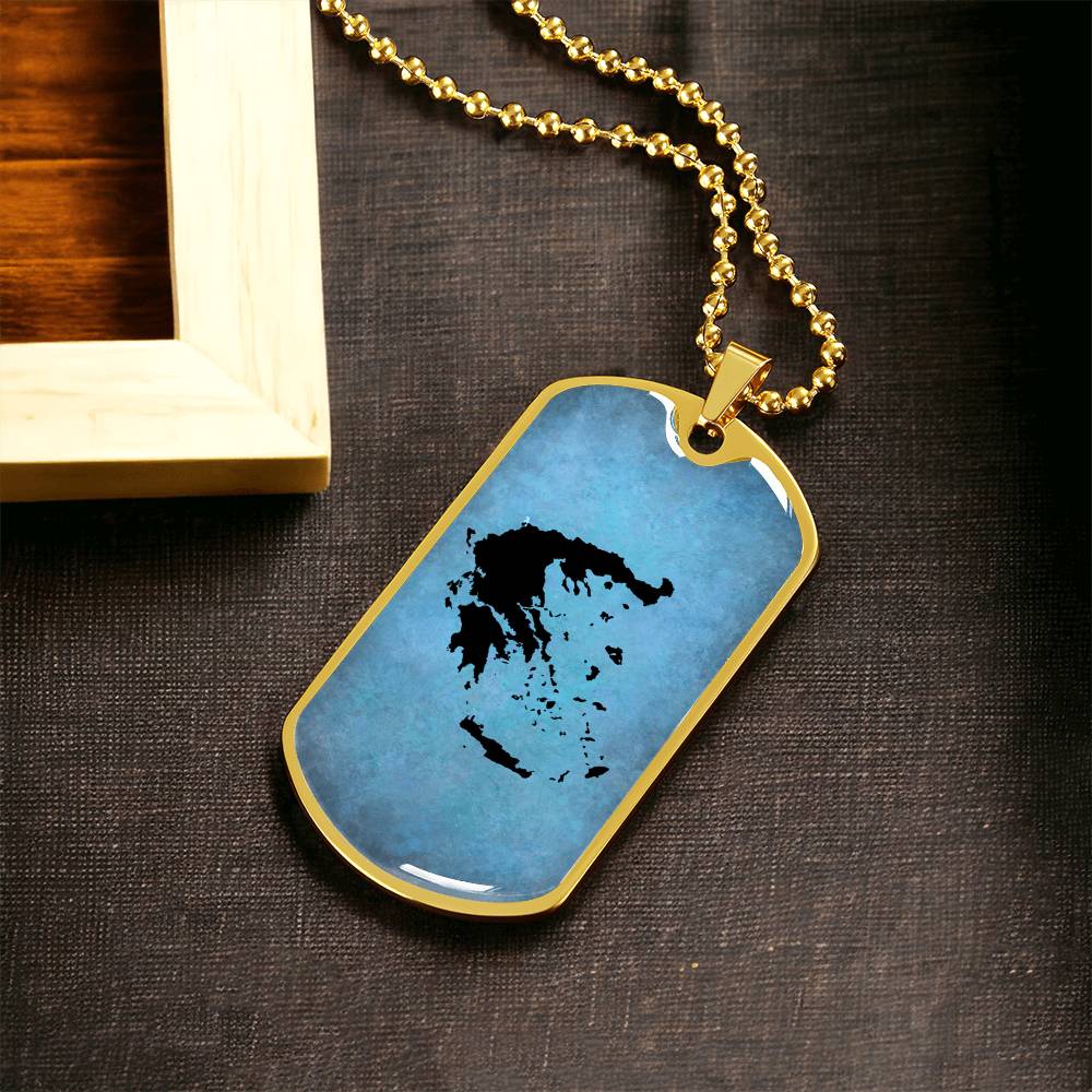 Greece Dog Tag Necklace - Army Tag Necklace, Dog Tag Necklace