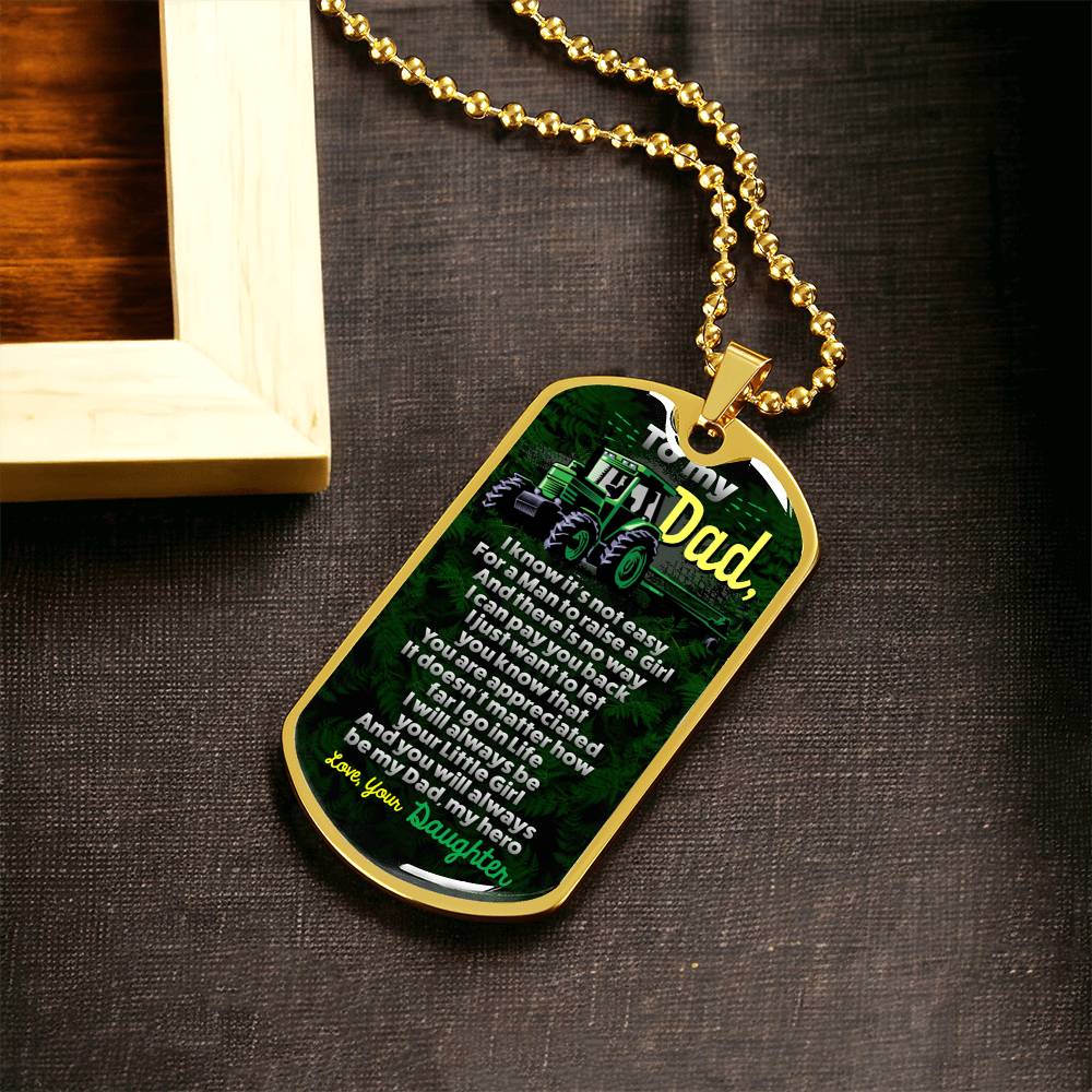Gift From Daughter - Father Daughter Gift - Dad Gift Ideas - Gift For Father - Gift For Dad - Dad's Birthday Gift Idea - Army Tag Necklace, Dog Tag Necklace