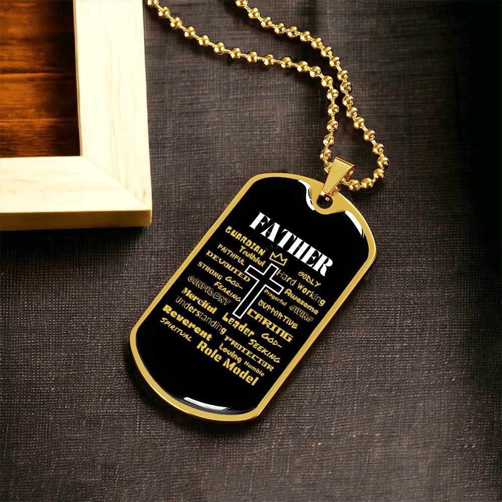 Father Dog Tag, Father's Day, Faith, Christian Father - Army Tag Necklace, Dog Tag Necklace