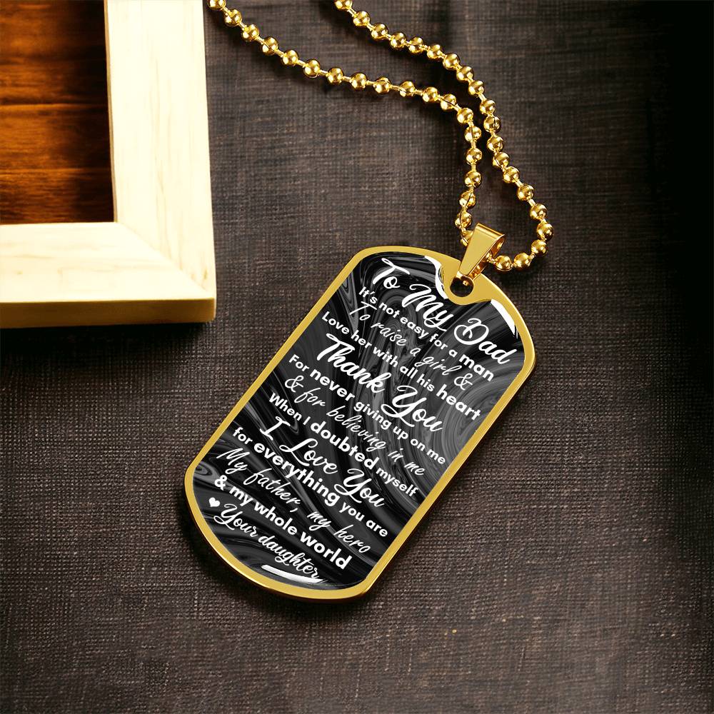 To My Dad - Army Tag Necklace, Dog Tag Necklace