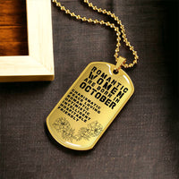 Romantic Women Are Born In October Luxury Necklace With Dog Tag Gold - Army Tag Necklace, Dog Tag Necklace