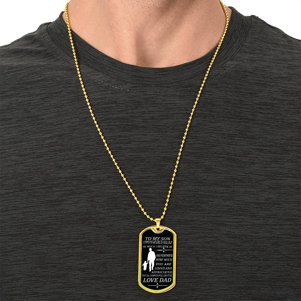 To My Son Pendant With Military Ball Chain Love For Dad - Army Tag Necklace, Dog Tag Necklace