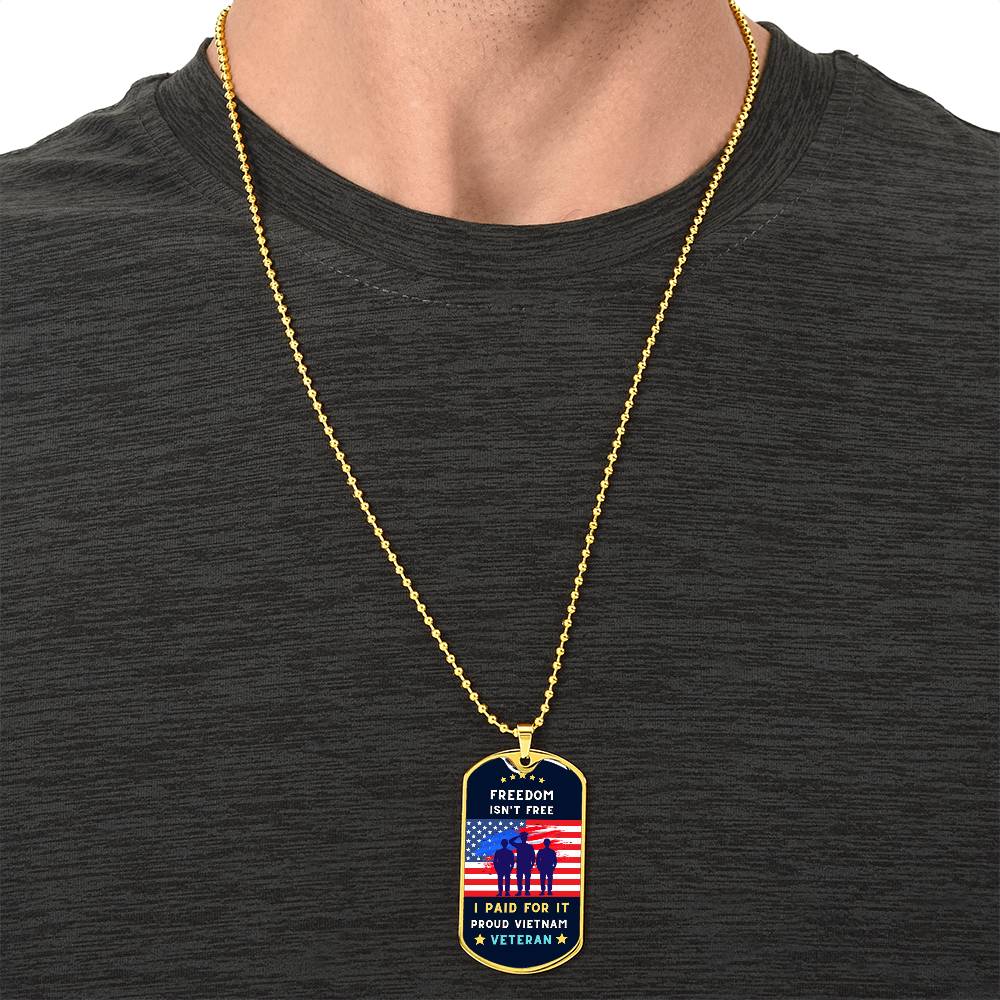 Proud Vietnam Veteran - Army Tag Necklace, Dog Tag Necklace