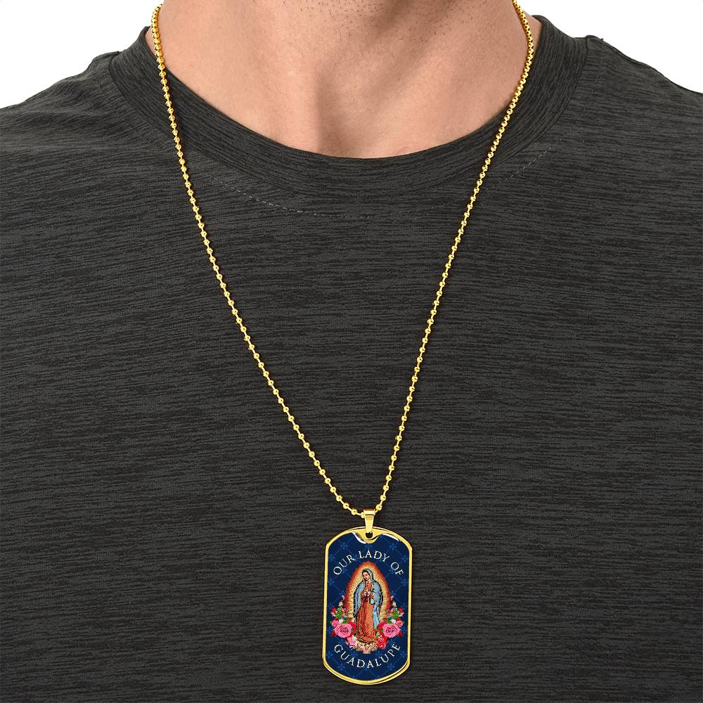 Our Lady Of Guadalupe Luxury Dog Tag Necklace - Army Tag Necklace, Dog Tag Necklace