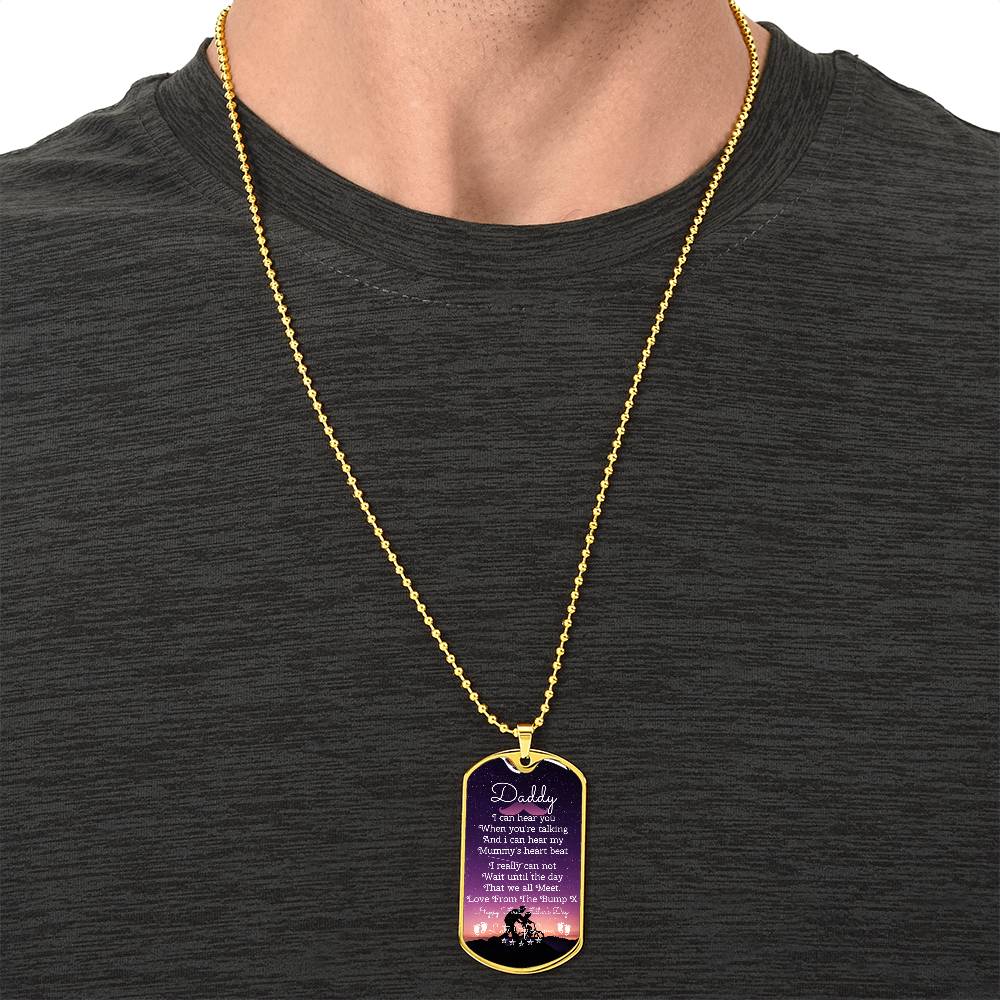 Daddy Happy First Father's Day New Dad - Army Tag Necklace, Dog Tag Necklace
