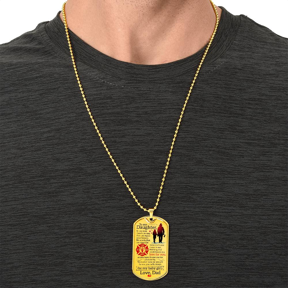 Firefighter Daughter Necklace - Firefighter Mom Necklace Gift - Firefighter Gift - Gift For Daughter - Gift From Father - Army Tag Necklace, Dog Tag Necklace