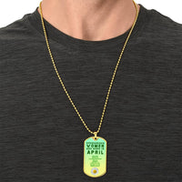 Courageous Women Are Born In April Luxury Necklace With Dog Tag Green - Army Tag Necklace, Dog Tag Necklace