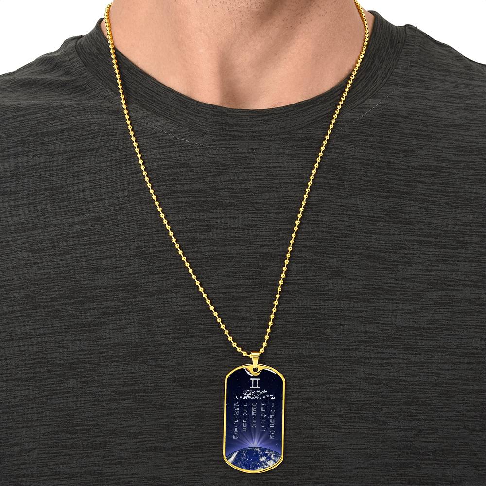 Gemini Personalized Dog Tag Necklace - Army Tag Necklace, Dog Tag Necklace