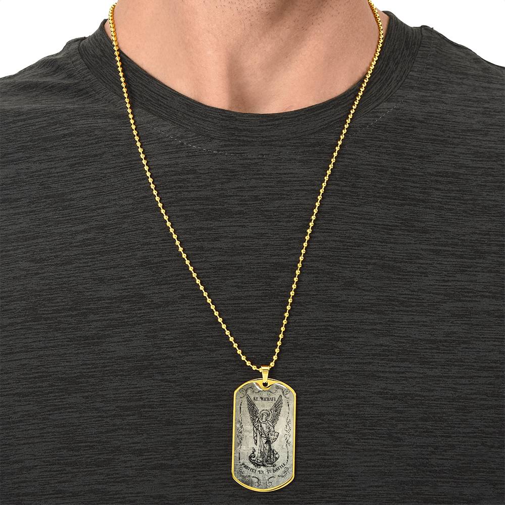 Police Officer St.Michael Protect Us Dogtag - Army Tag Necklace, Dog Tag Necklace