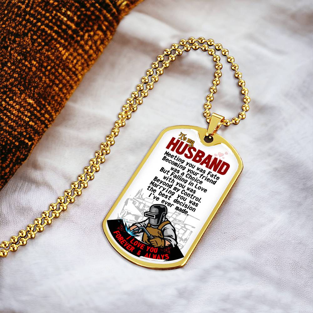 Welder Profession - Welder Husband - Welder Husband Gift From Wife - Welder's Wife - Welding Jobs - Welding Husband Birthday Gift - Army Tag Necklace, Dog Tag Necklace
