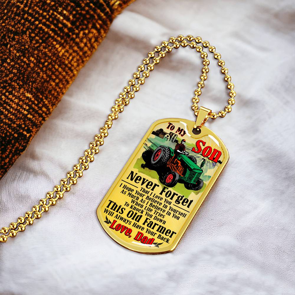 Farmer's Son - Premium Dog Tag - Army Tag Necklace, Dog Tag Necklace