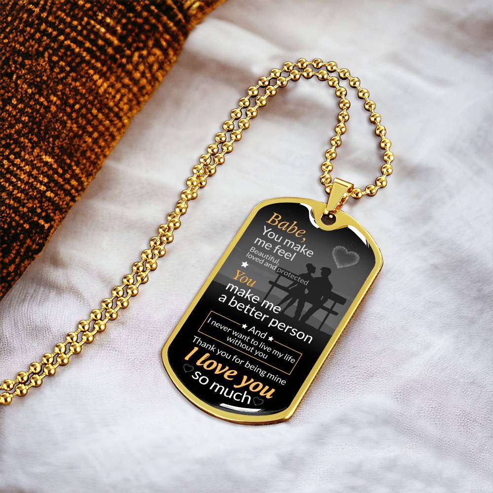 To My Girlfriend Necklace - Necklace For Girlfriend, Birthday Gift For Girlfriend, Girlfriend Gifts, Valentine Gift For Girlfriend - Army Tag Necklace, Dog Tag Necklace