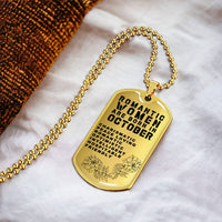 Romantic Women Are Born In October Luxury Necklace With Dog Tag Gold - Army Tag Necklace, Dog Tag Necklace