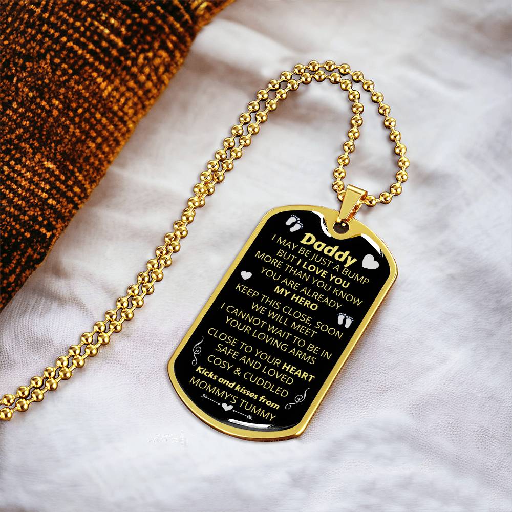 Necklace Gift For Dad - Boyfriend Gift - Husband Necklace - My Hero - Kicks & Kisses From Mommy's Tummy - New Dad Gift - Army Tag Necklace, Dog Tag Necklace