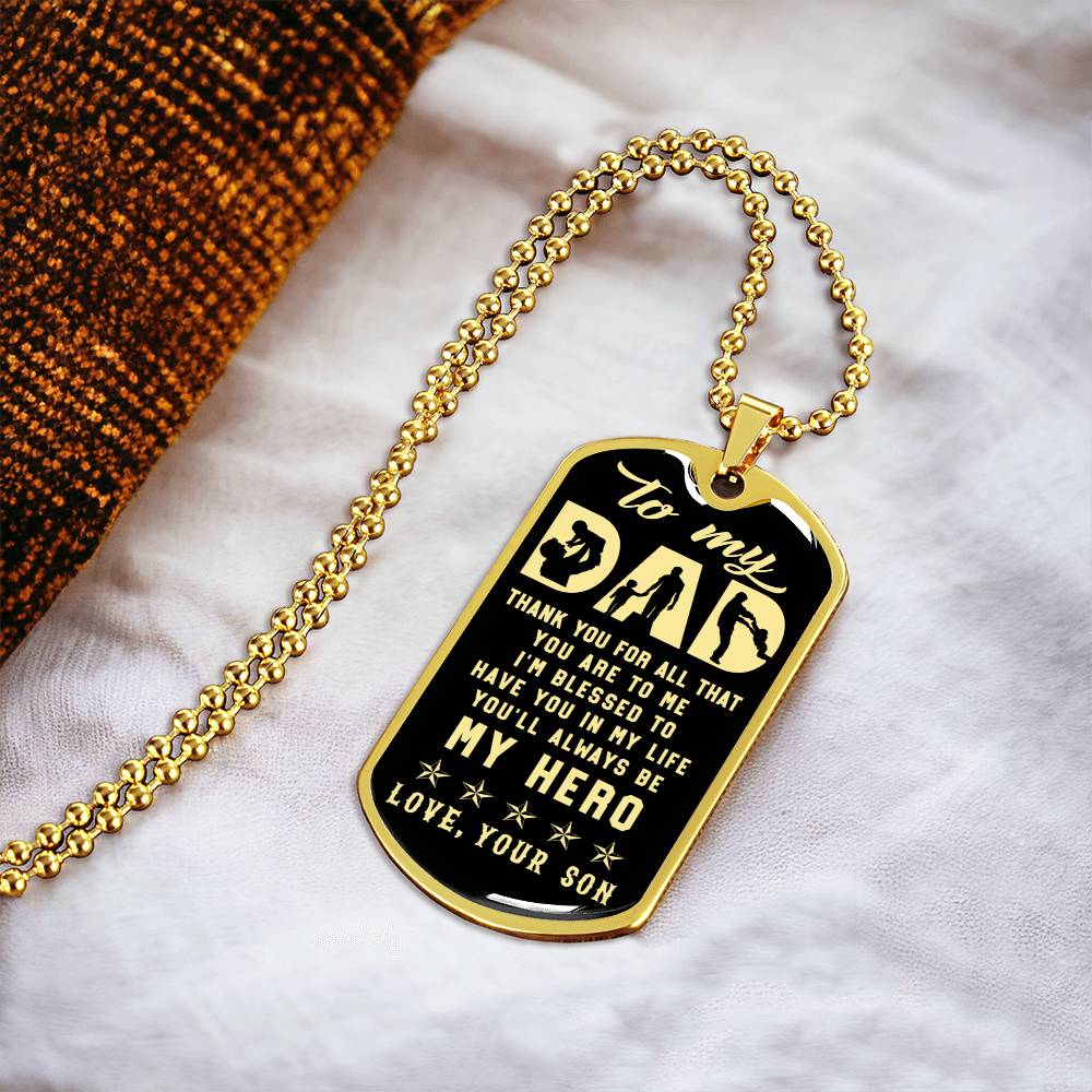 To My Dad Father's Day Gift From Son - Army Tag Necklace, Dog Tag Necklace