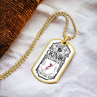 Okinawa Necklace, Japan Necklace, Personalized Map Necklace - Army Tag Necklace, Dog Tag Necklace