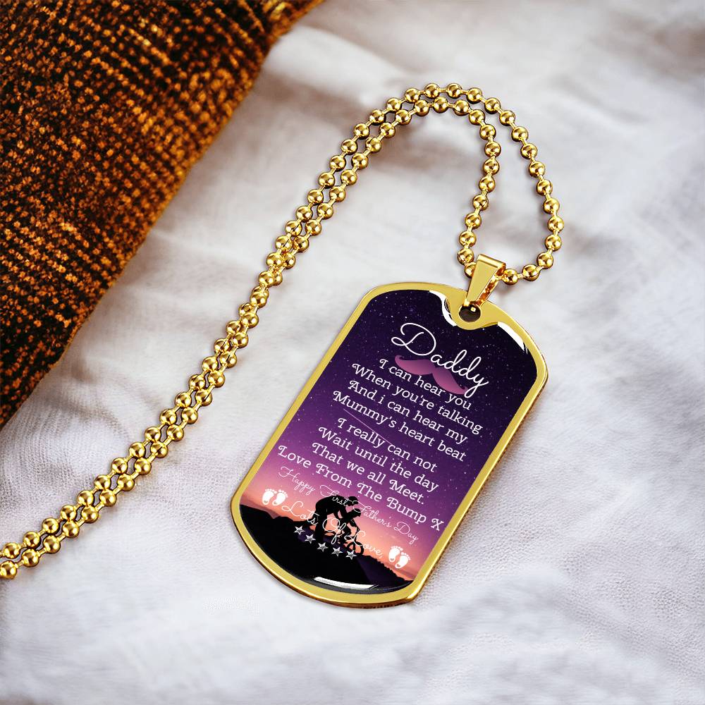 Daddy Happy First Father's Day New Dad - Army Tag Necklace, Dog Tag Necklace