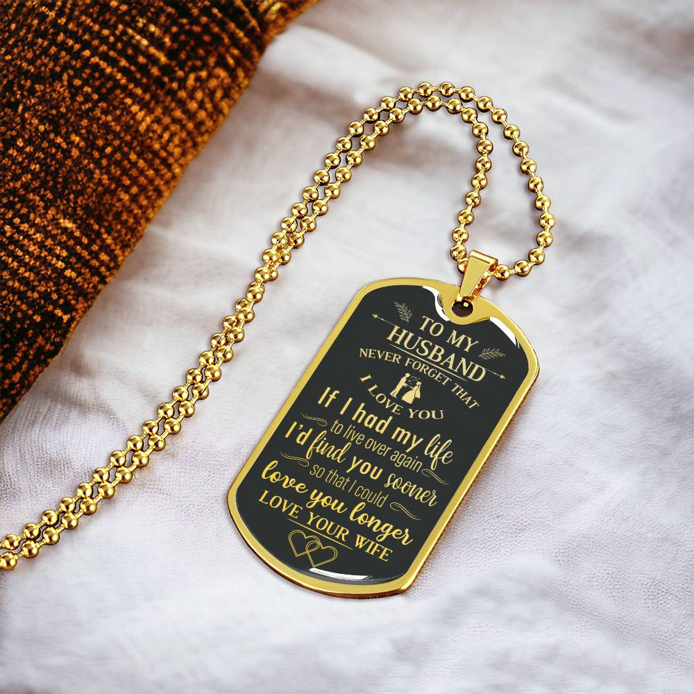 💖 LOVE YOU LONGER 💖 Husband Gift From Wife - Army Tag Necklace, Dog Tag Necklace