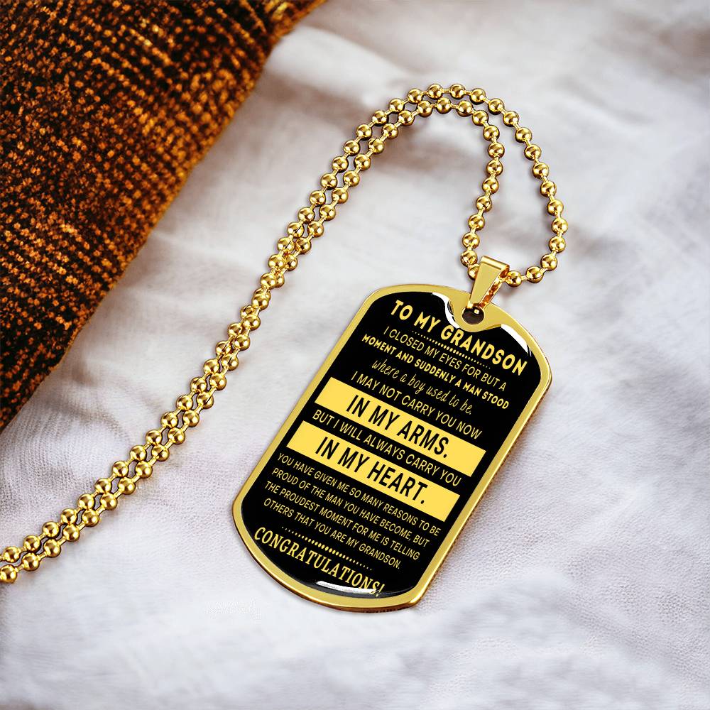 Graduation Gift For Grandson - Army Tag Necklace, Dog Tag Necklace