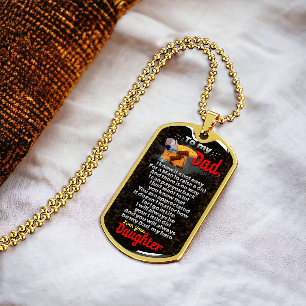 Dad Dog Tag Necklace, To My Dad, I Want You To Believe Deep In Your Heart, Dad Birthday Gift, Inspirational Necklace - Army Tag Necklace, Dog Tag Necklace