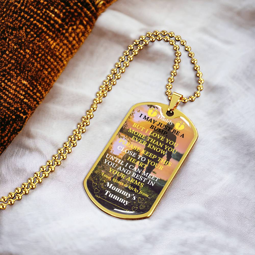 Gift From Bump, Dad to Be Gift, Expectant Father, Pregnancy Gift, From the Bump, Pregnancy Announcement to Husband Boyfriend - Army Tag Necklace, Dog Tag Necklace