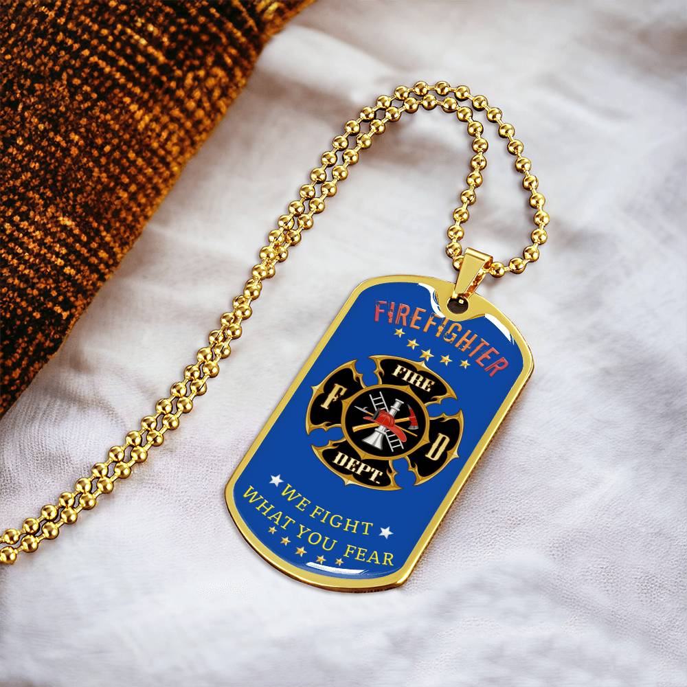 Firefighter Dog Tag - Army Tag Necklace, Dog Tag Necklace