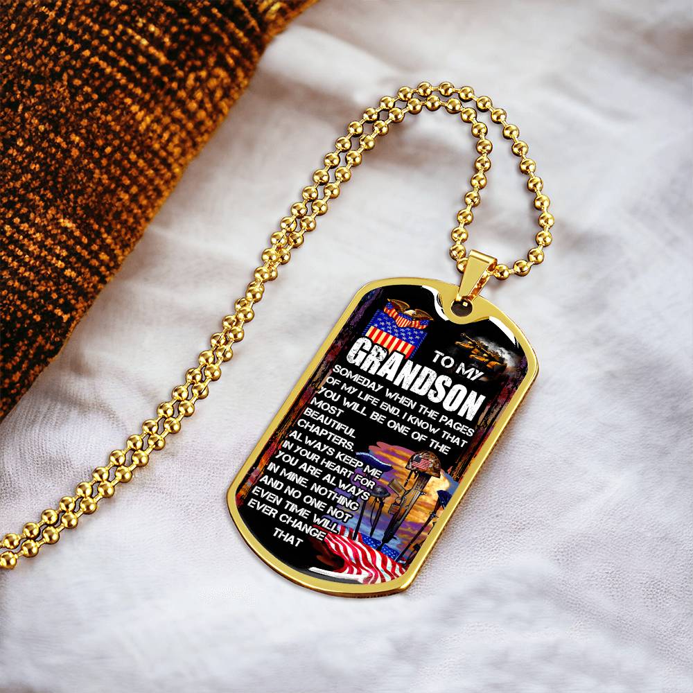 To My Grandson - Army Tag Necklace, Dog Tag Necklace
