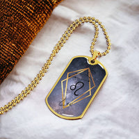 Leo Galaxy Dog Personalized Tag Necklace - Army Tag Necklace, Dog Tag Necklace