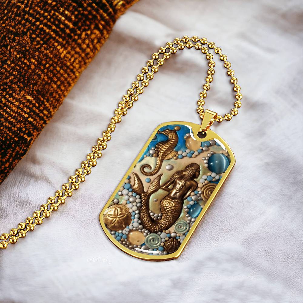 Mermaid Mythology Pendant Bangle - Army Tag Necklace, Dog Tag Necklace