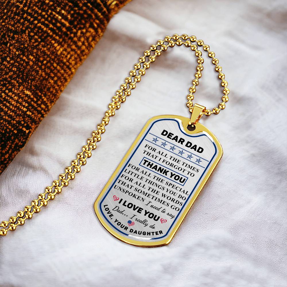Military Daughter To Dad Dog Tag Necklace - Army Tag Necklace, Dog Tag Necklace