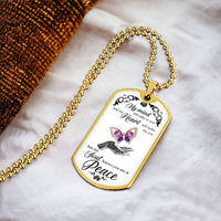 Custom Stainless Steel Necklace With Butterfly - Women Personalized Necklace - Best Gift For Girlfriend - Army Tag Necklace, Dog Tag Necklace