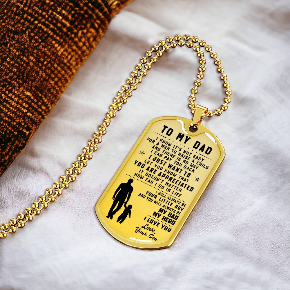 To My Dad - Father's Day Gift From Son - Army Tag Necklace, Dog Tag Necklace
