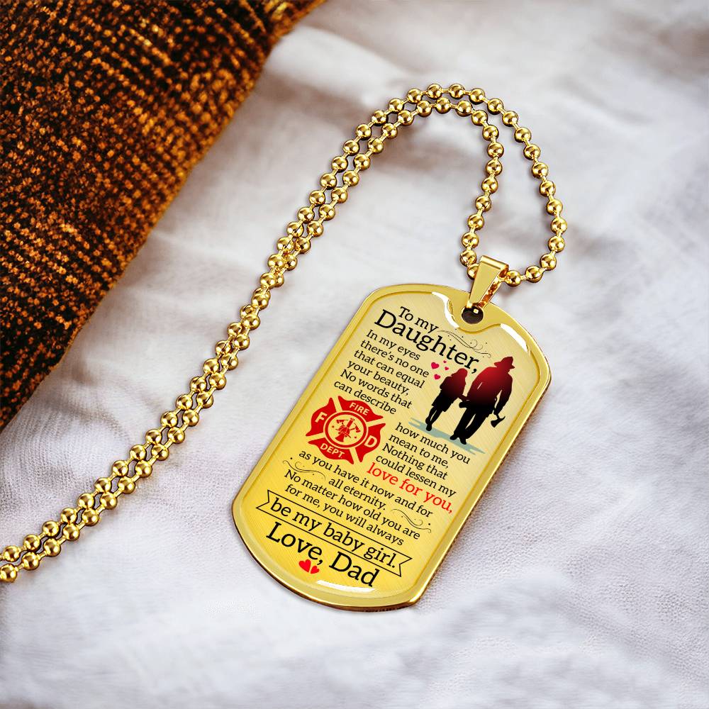 Firefighter Daughter Necklace - Firefighter Mom Necklace Gift - Firefighter Gift - Gift For Daughter - Gift From Father - Army Tag Necklace, Dog Tag Necklace