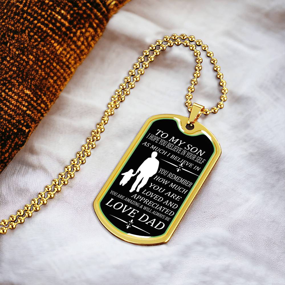 To My Son Pendant With Military Ball Chain Love For Dad - Army Tag Necklace, Dog Tag Necklace