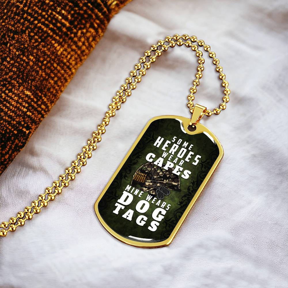 Police Wife Necklace - Some Heroes Wear Capes Mine Wears Dog Tag - Police Officer Girlfriend, Police Mom, Sheriff, Trooper - Army Tag Necklace, Dog Tag Necklace