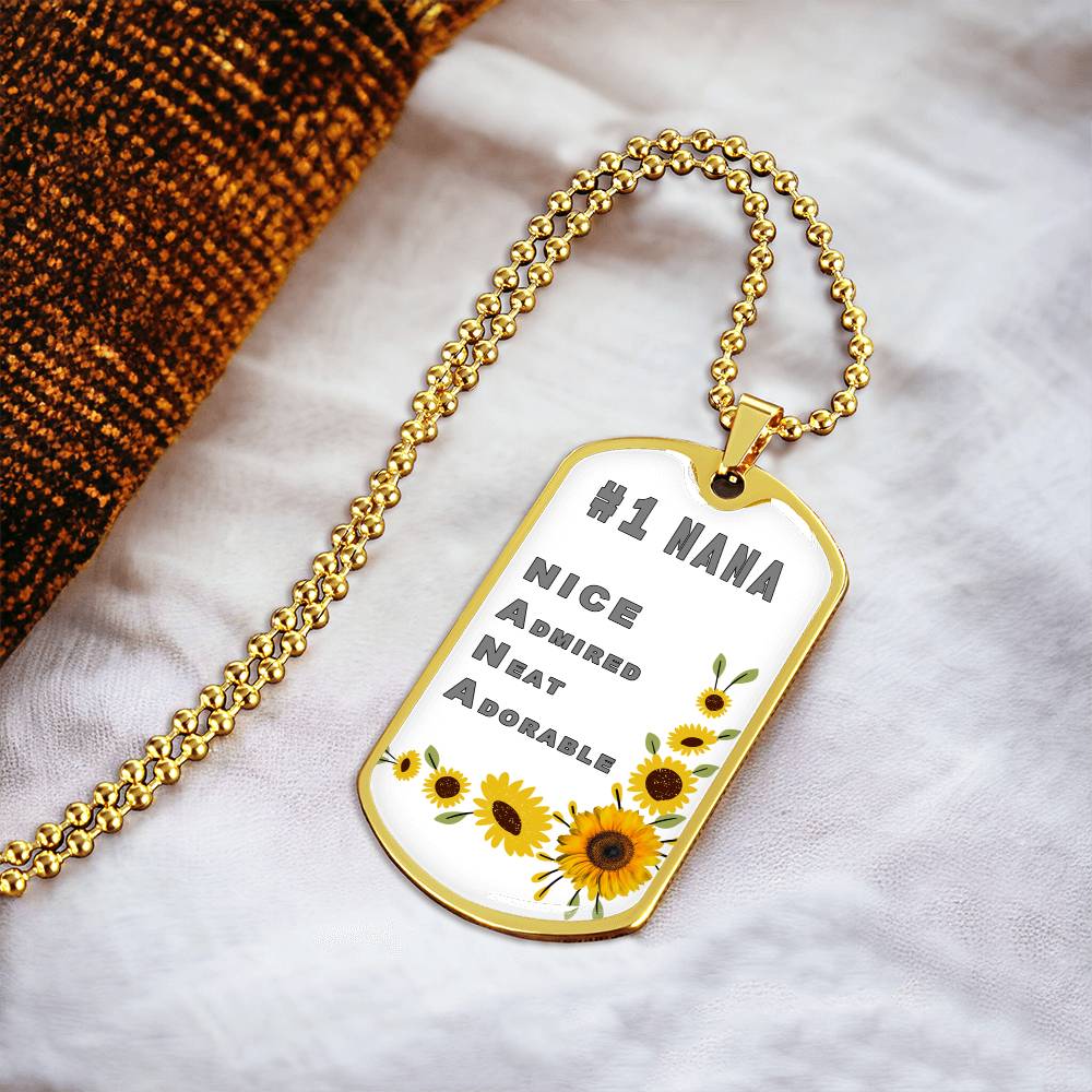 #1 Nana Personalized Dogtag Necklace White Mothers Day Gift - Army Tag Necklace, Dog Tag Necklace
