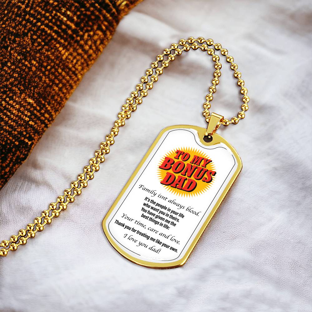 Father - You Are My World Artisan Necklace, Father's Day Gift, Happy Father's Day, Gift For Fathers Day, Bonus Dad - Army Tag Necklace, Dog Tag Necklace