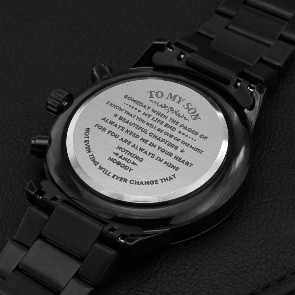 To My Son - Engraved Stainless Steel Watch Engraving Chronograph Watch