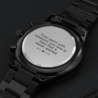 Never Wasted - Engraved Black Chronograph Watch Engraving Chronograph Watch