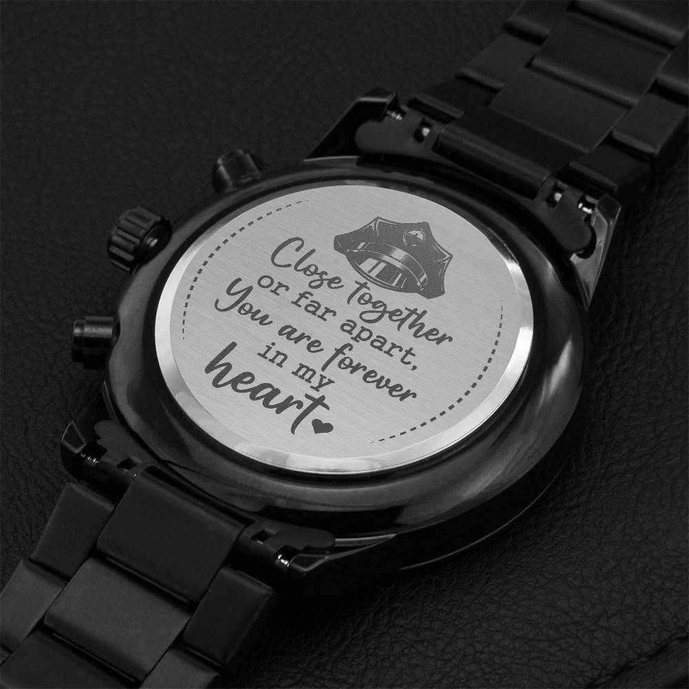 Police Officer Dad - You Are Forever In My Heart Watch Engraving Chronograph Watch