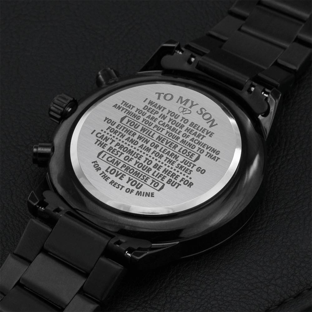 To My Son - I Promise To Love You For The Rest Of Mine - Chronograph Watch Engraving Chronograph Watch