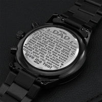 Dad Gift - Customized Gift For Dad - Birthday Gift For Dad - Black Chronograph Watch Gift For Dad - Gift From Daughter Engraving Chronograph Watch