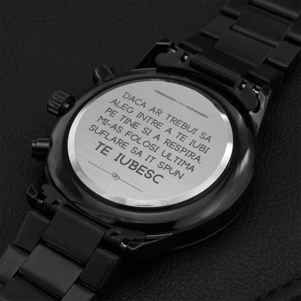 Ceas Gravat Cu Mesaj Sentimental Pentru Sot Sau Iubit Engraving Chronograph Watch