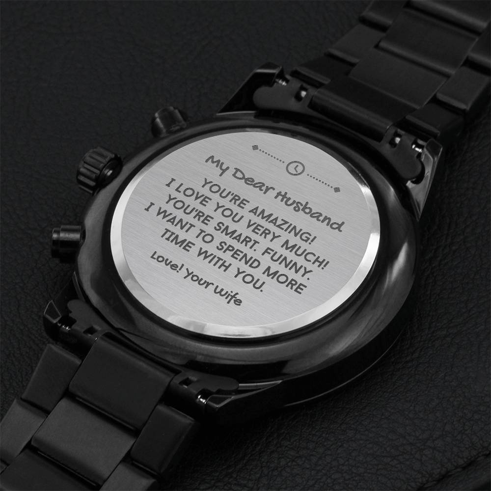 Men's Watches - A Thoughtful And Personal Gift For Your Husband - The Gift He'll Love To Wear - A Gift For The Special Men In Your Life. Engraving Chronograph Watch