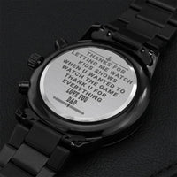 Thank You Dad Black Chronograph Premium Quality Watch - Father's Day Gift Engraving Chronograph Watch
