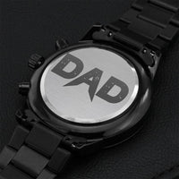 Engraved Design Black Chronograph Watch For Dad Engraving Chronograph Watch