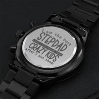 I Am The Best Stepdad - Black Chronograph Watch Engraving Chronograph Watch