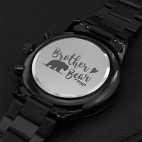 Brother Bear Father's Day Gifts Engraved Design Black Chronograph Watch Engraving Chronograph Watch