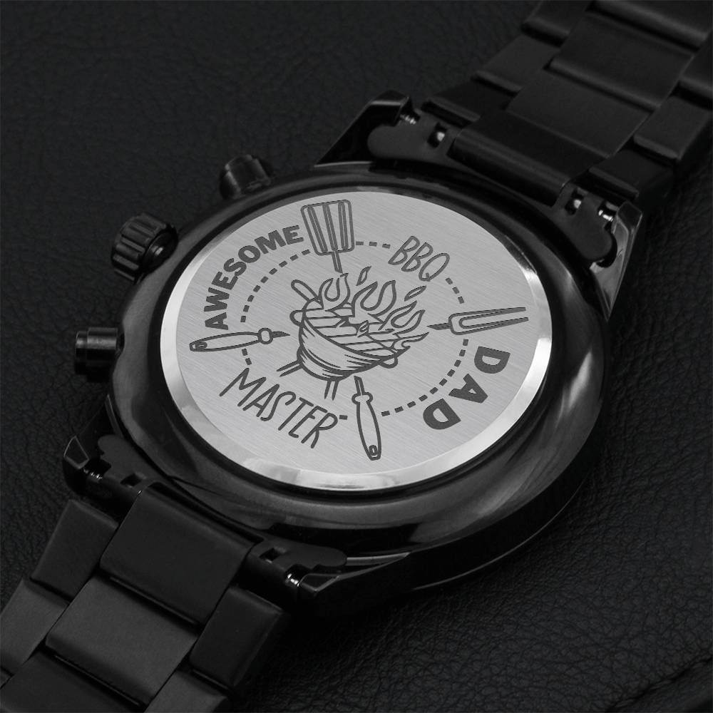 Awesome Dad Bbq Master 1 Engraving Chronograph Watch
